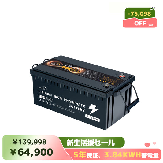 LVYUAN 12.8V/300Ah 3.84kWhリン酸鉄リチウムイオンバッテリー