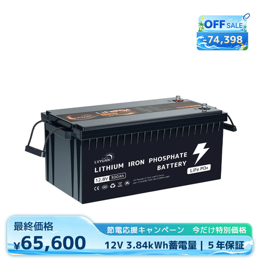 LVYUAN 12.8V/300Ah 3.84kWhリン酸鉄リチウムイオンバッテリー