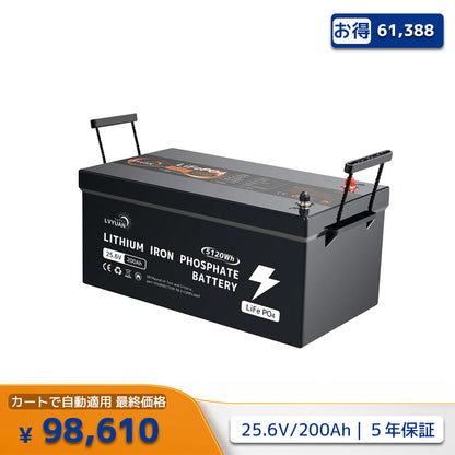 LVYUAN 25.6V/200Ah リン酸鉄リチウムイオンバッテリー