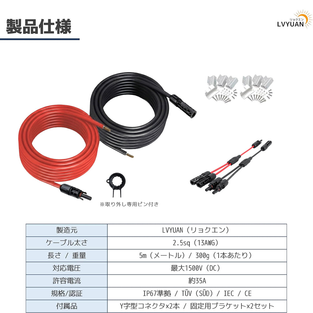 LVYUAN（リョクエン）ソーラーパネル用部品セット