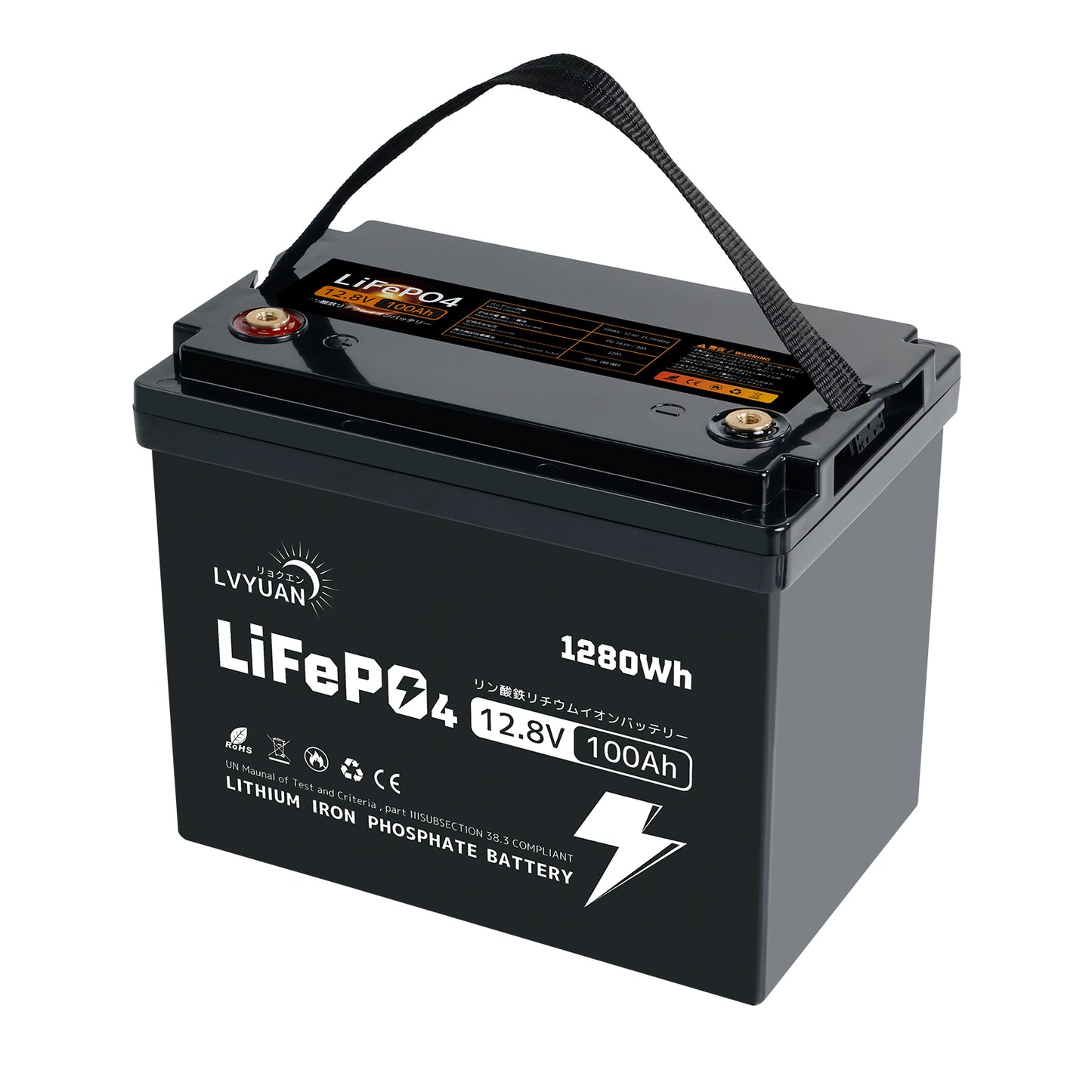 LVYUAN 12.8V/100Ah 1.28kWhリン酸鉄リチウムイオンバッテリー (mini)