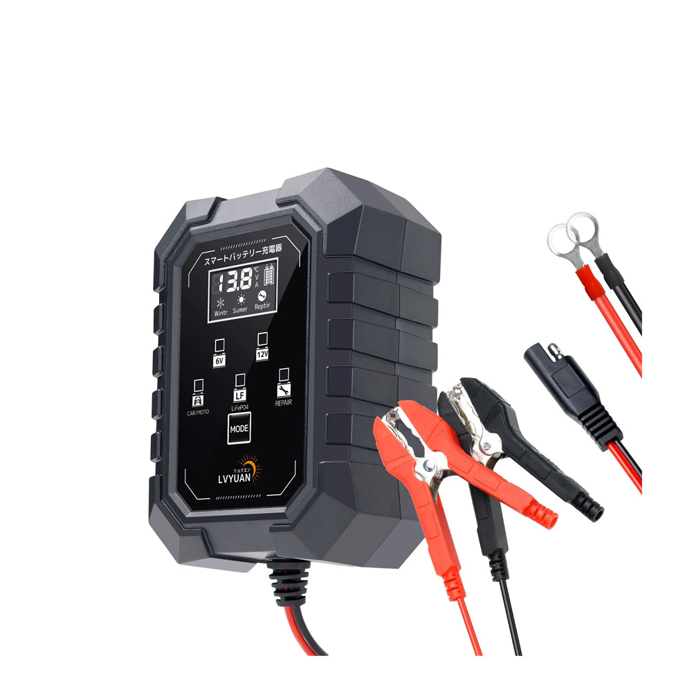 LVYUAN 定格1.5A バイクバッテリー充電器 6V/12V鉛バッテリー対応
