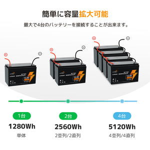 LVYUAN 12.8V/100Ah 1.28kWhリン酸鉄リチウムイオンバッテリー