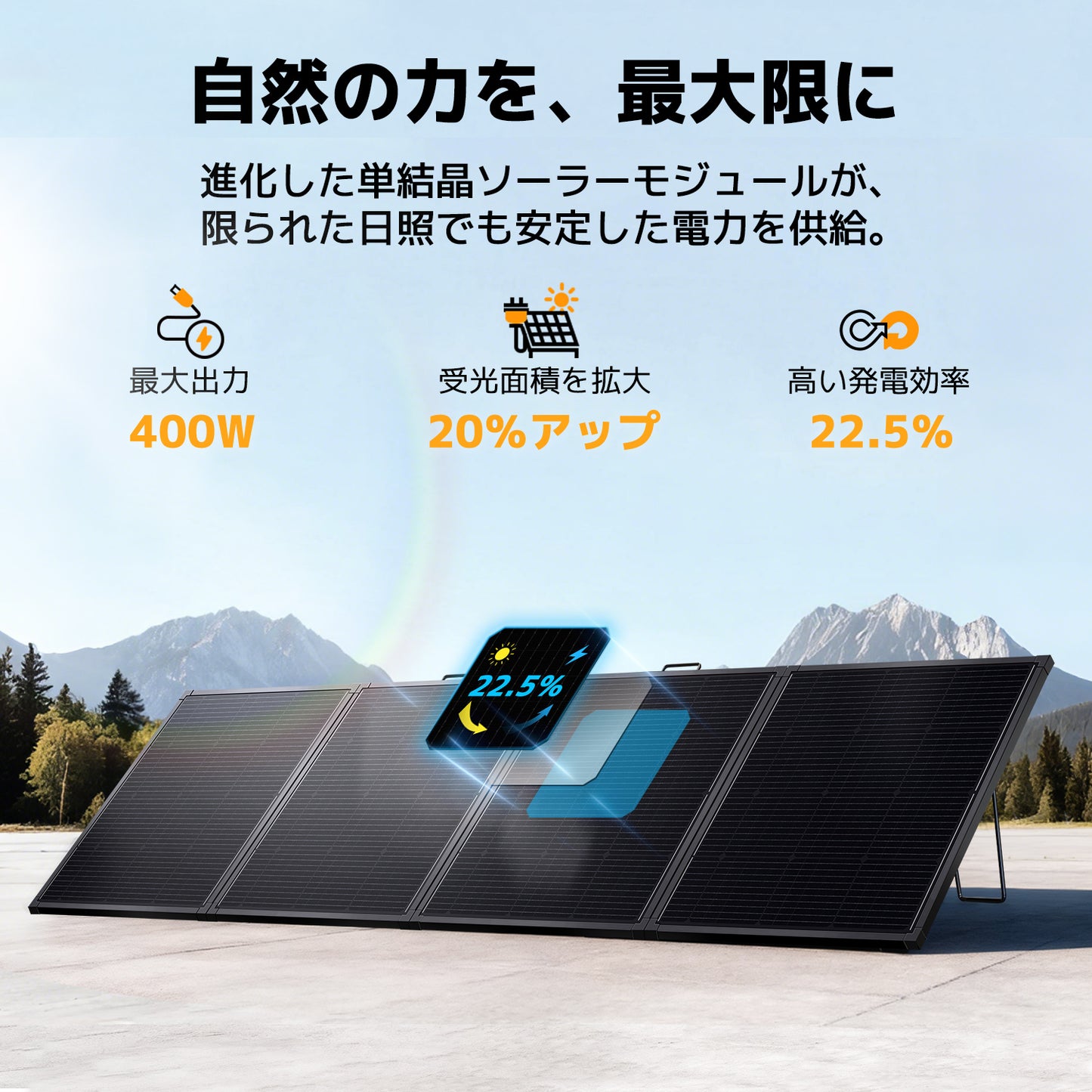 LVYUAN 400W 折り畳み式 ソーラーパネル FSLシリーズ