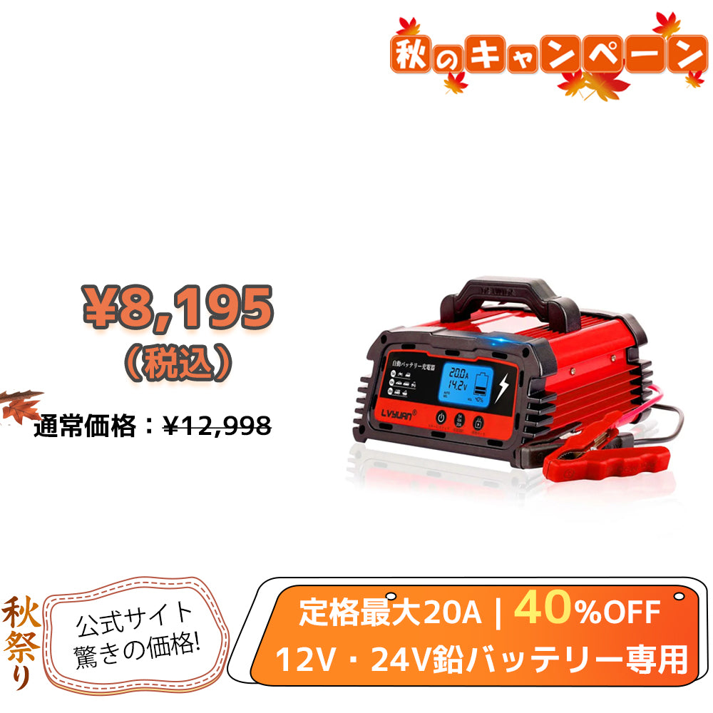 リョクエン LVYUAN 充電器 20A 12V/24V BC-200PRO LVYUAN 20Aバッテリー充電器 12V / 24V対応 BC-200PRO - LVYUAN