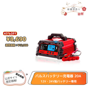 LVYUAN 定格20A パルスバッテリー充電器 12V・24V鉛バッテリー専用