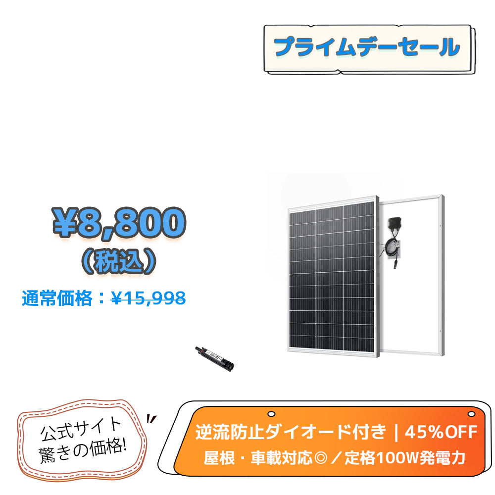 LVYUAN（リョクエン）100W 単結晶ソーラーパネル