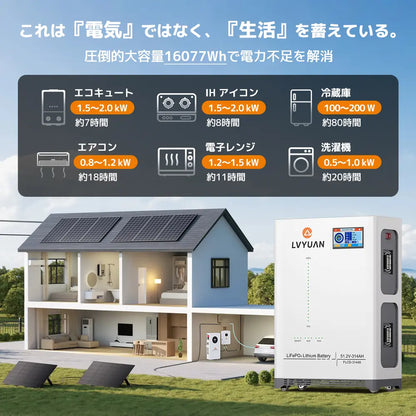 LVYUAN 51.2V/314Ah 16.07kWhリン酸鉄リチウムイオンバッテリー