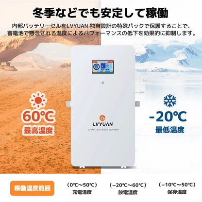 LVYUAN 51.2V/200Ah 10.24kWhリン酸鉄リチウムイオンバッテリー