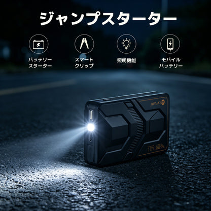 LVYUAN 12V車用ジャンプスターター 薄型コンパクト