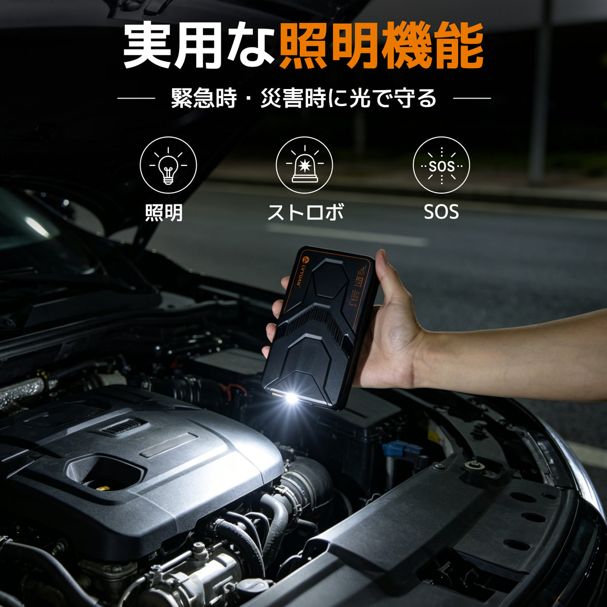 LVYUAN 12V車用ジャンプスターター 薄型コンパクト