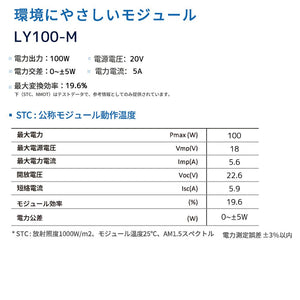 LVYUAN 100W ソーラーパネル 2枚（200W） セット【ICE基準・TUV規格品】 - LVYUAN（リョクエン）公式ショップ