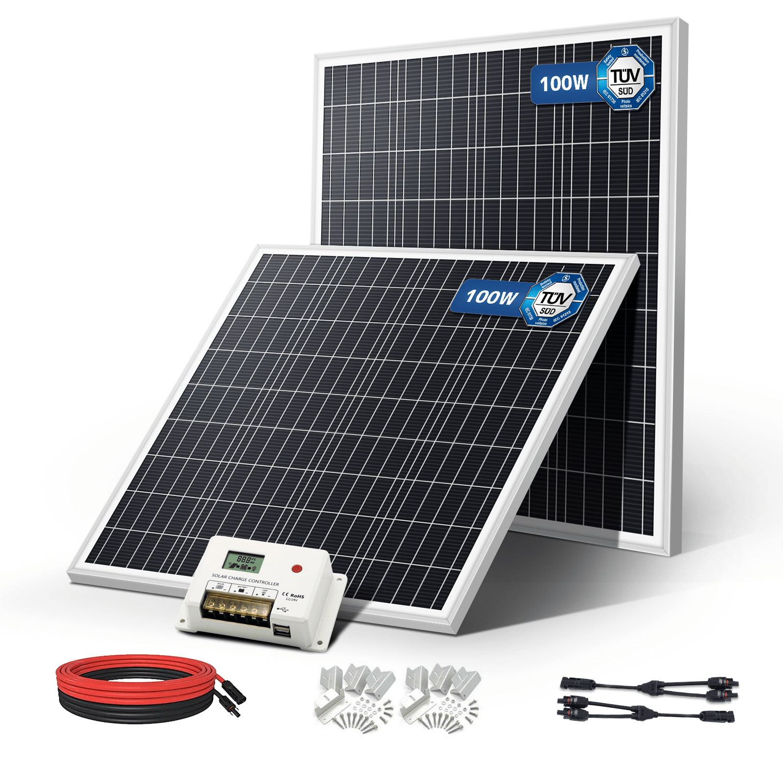 LVYUAN 100W ソーラーパネル 2枚(200W)+20A PWMチャージ LVYUAN 100W ソーラーパネル 2枚(200W)+20A PWMチャージ