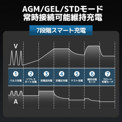 LVYUAN パルスバッテリー充電器 10A 12V・24V鉛蓄 / 12.8Vリチウム電池両用 - LVYUAN（リョクエン）公式ショップ