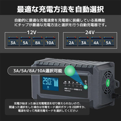 LVYUAN パルスバッテリー充電器 10A 12V・24V鉛バッテリー専用 - LVYUAN（リョクエン）公式ショップ