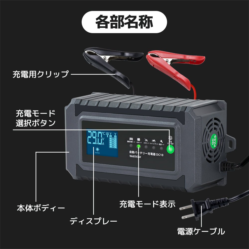 LVYUAN パルスバッテリー充電器 10A 12V・24V鉛バッテリー専用 - LVYUAN（リョクエン）公式ショップ