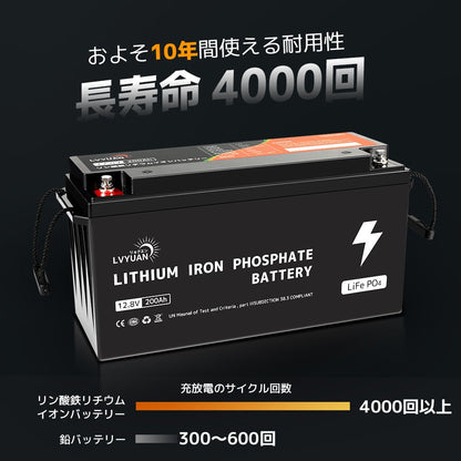 LVYUAN 12.8V/200Ah 2.56kWhリン酸鉄リチウムイオンバッテリー - LVYUAN（リョクエン）公式ショップ