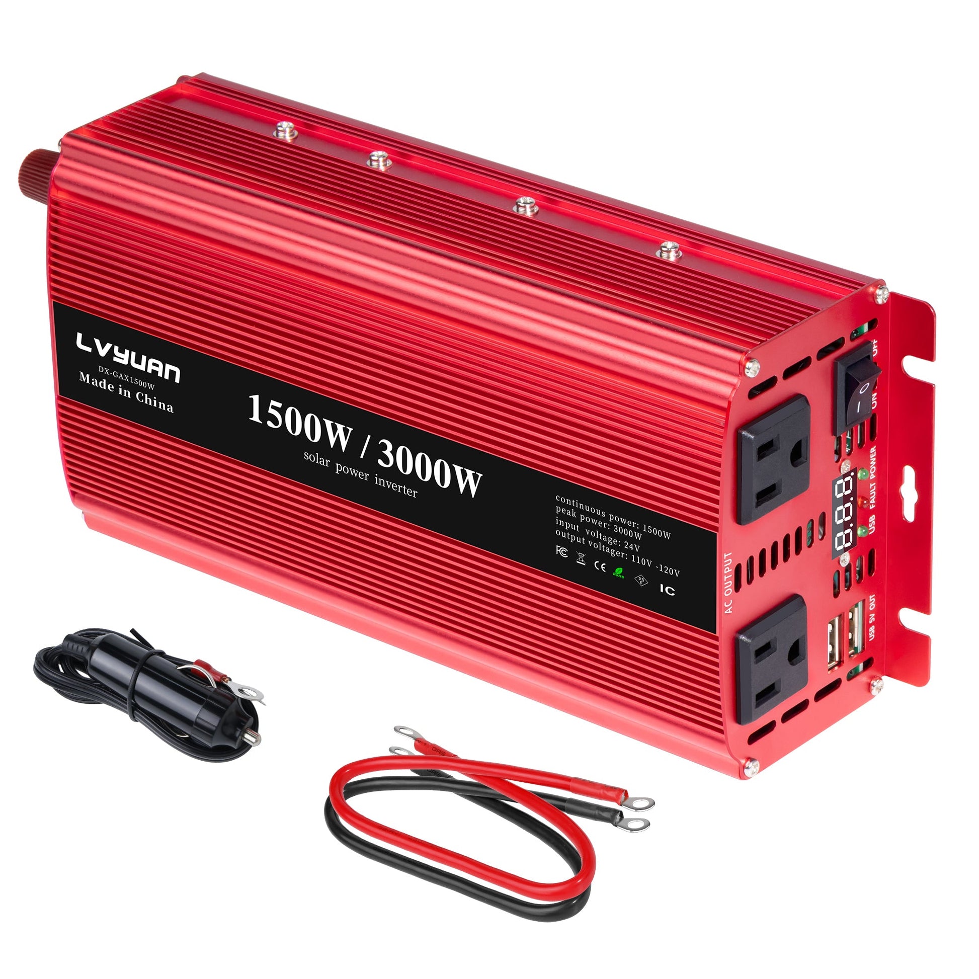 LVYUAN 疑似正弦波インバーター 1500W DC24V（直流）AC100V（交流） - LVYUAN（リョクエン）公式ショップ