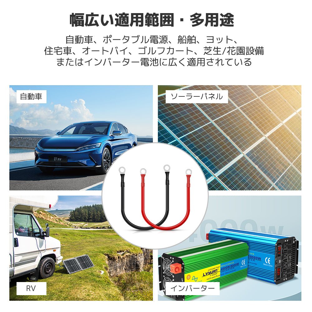 LVYUAN バッテリー延長ケーブル 16sq/0.5m - LVYUAN（リョクエン）公式ショップ