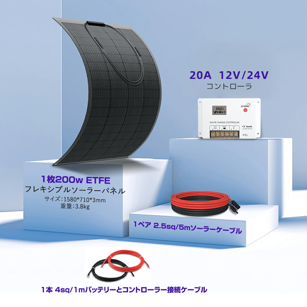 LVYUAN 200W フレキシブルソーラーパネル発電キット - LVYUAN（リョクエン）公式ショップ