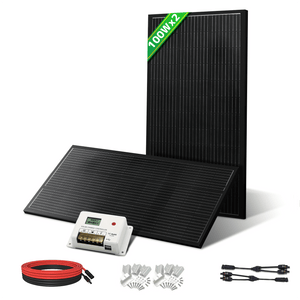 LVYUAN 200W太陽光発電セット ソーラーパネル2枚（100W）&ソーラーアクセサリ&20A PWMチャージコントローラー（ブラック） - LVYUAN（リョクエン）公式ショップ