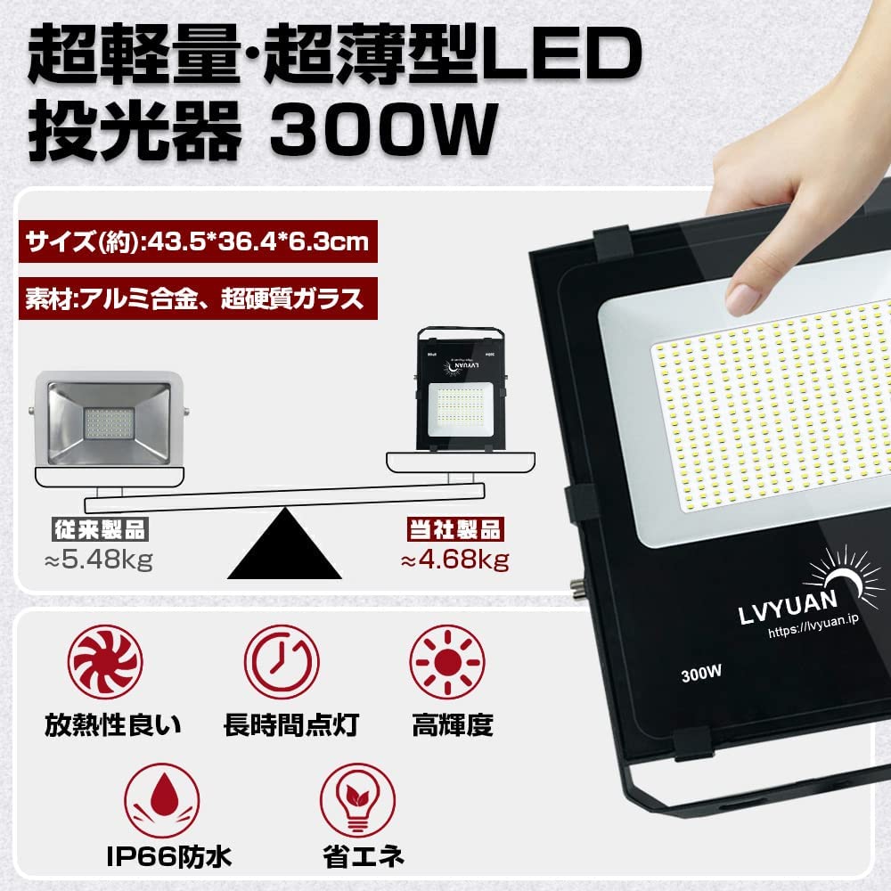 LVYUAN(リョクエン) 200w LED投光器【ガラス素材 2個入】 - LVYUAN（リョクエン）公式ショップ