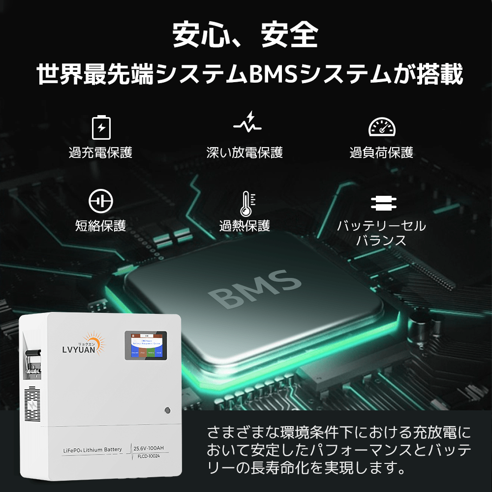 LVYUAN 25.6V/100Ah 2.56kWhリン酸鉄リチウムイオンバッテリー - LVYUAN（リョクエン）公式ショップ
