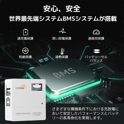 LVYUAN 25.6V/100Ah 2.56kWhリン酸鉄リチウムイオンバッテリー - LVYUAN（リョクエン）公式ショップ