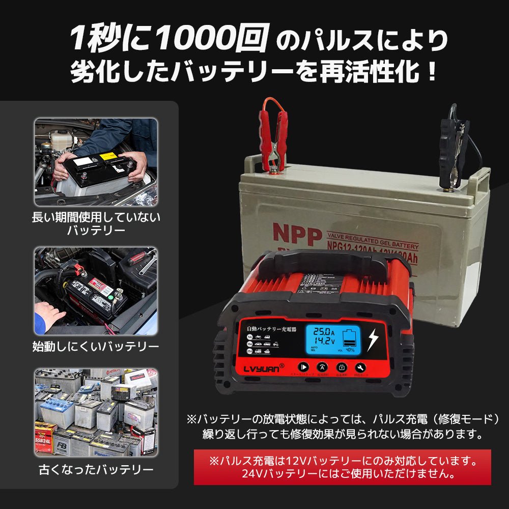 LVYUAN パルスバッテリー充電器 25A 12V・24V鉛バッテリー専用 - LVYUAN（リョクエン）公式ショップ