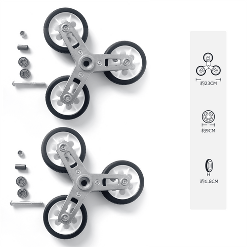 LVYUAN キャリーカート 階段 交換用3輪タイヤキット キャスター交換用 ホイール アクセサリー 静音 耐久性 鋼鉄製 （3輪階段仕様） (シルバー, M) - LVYUAN（リョクエン）公式ショップ