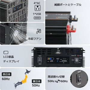 LVYUAN 純正弦波インバーター 3000W DC12V（直流）AC100V（交流） - LVYUAN（リョクエン）公式ショップ
