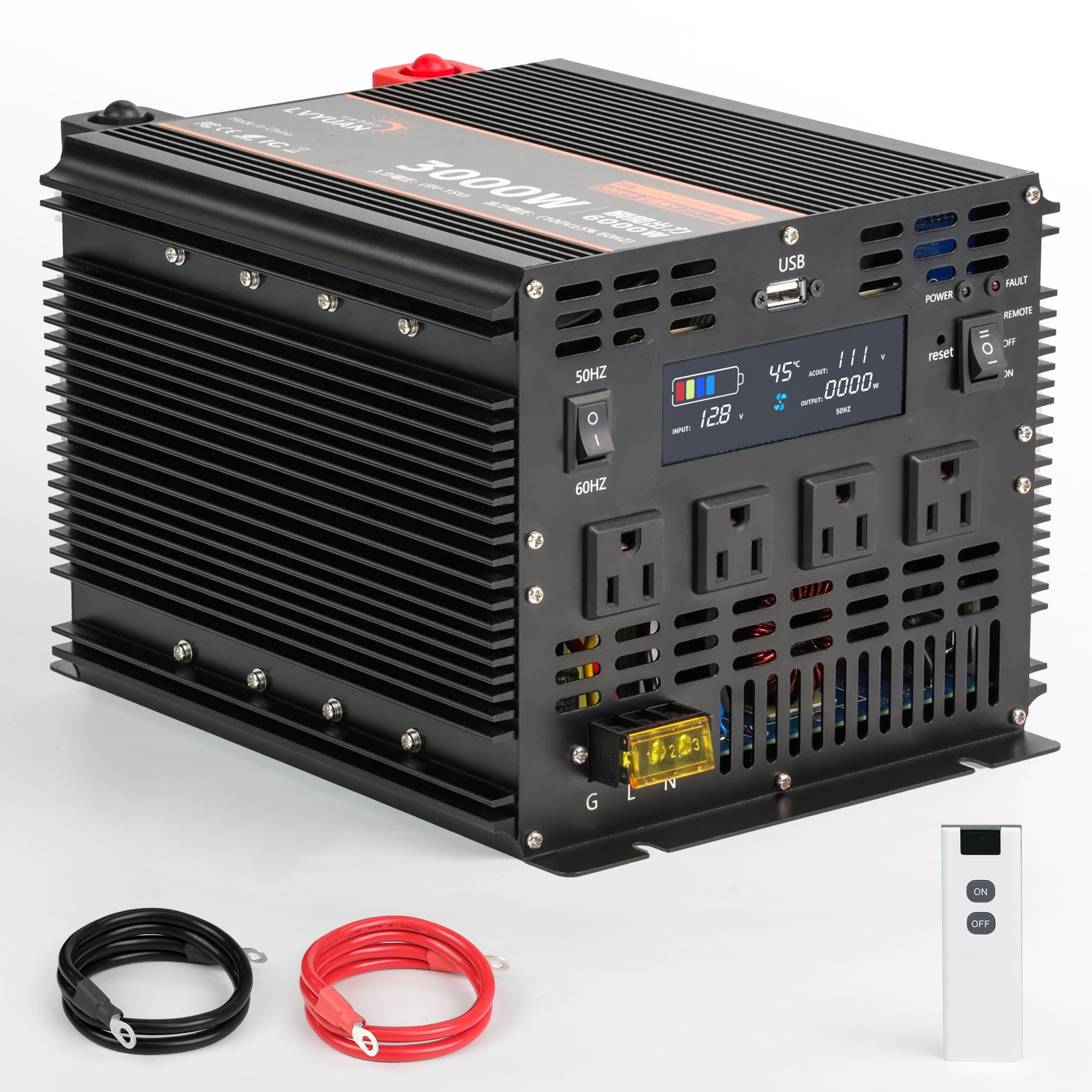 LVYUAN 純正弦波インバーター 3000W DC12V（直流）AC100V（交流） - LVYUAN（リョクエン）公式ショップ