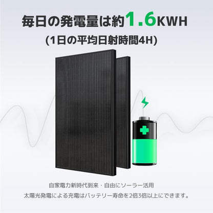 LVYUAN 400W太陽光発電セット ソーラーパネル2枚（200W）&ソーラーアクセサリ（ブラック） - LVYUAN（リョクエン）公式ショップ