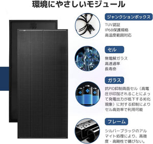 LVYUAN 400W太陽光発電セット ソーラーパネル2枚（200W）& ソーラーアクセサリ & 30A PWMチャージコントローラー（ブラック） - LVYUAN（リョクエン）公式ショップ