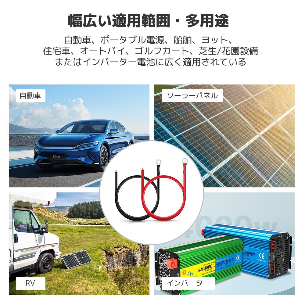 LVYUAN バッテリー延長ケーブル 4sq/1m - LVYUAN（リョクエン）公式ショップ