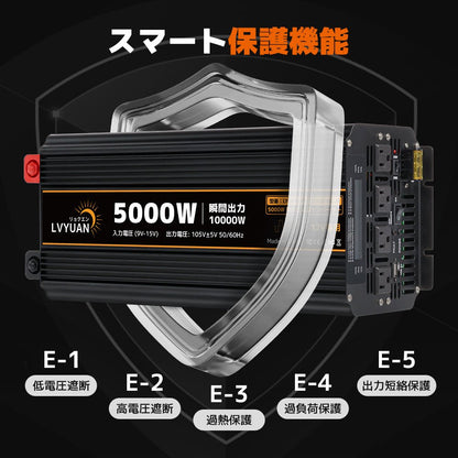 LVYUAN 疑似正弦波インバーター 5000W DC12V（直流）AC100V（交流） - LVYUAN（リョクエン）公式ショップ