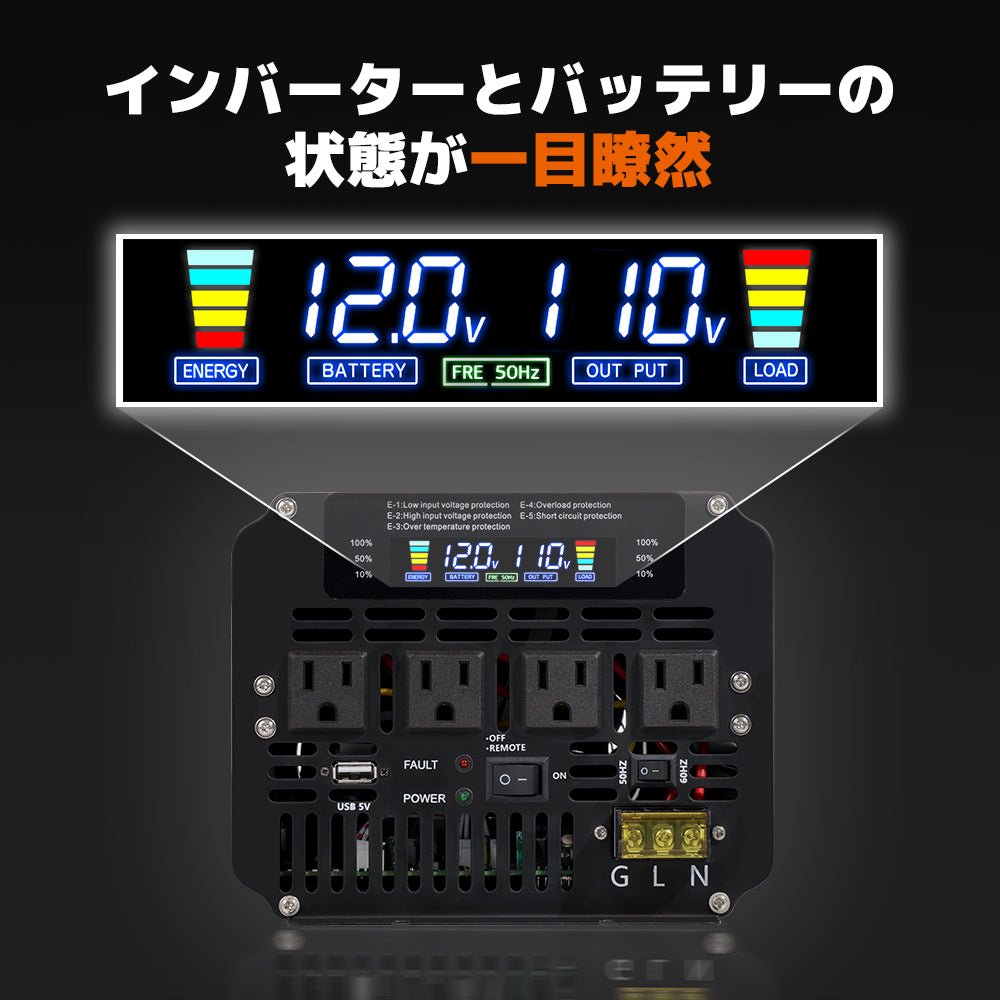 LVYUAN 疑似正弦波インバーター 5000W DC12V（直流）AC100V（交流） - LVYUAN（リョクエン）公式ショップ