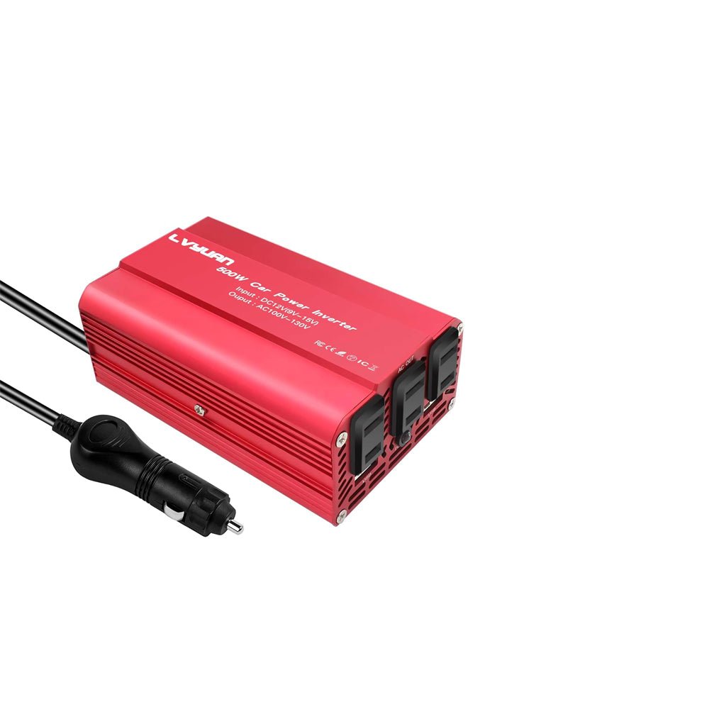 LVYUAN 疑似正弦波インバーター 500W DC12V（直流）AC100V（交流）ワニ口クリップ付き - LVYUAN（リョクエン）公式ショップ