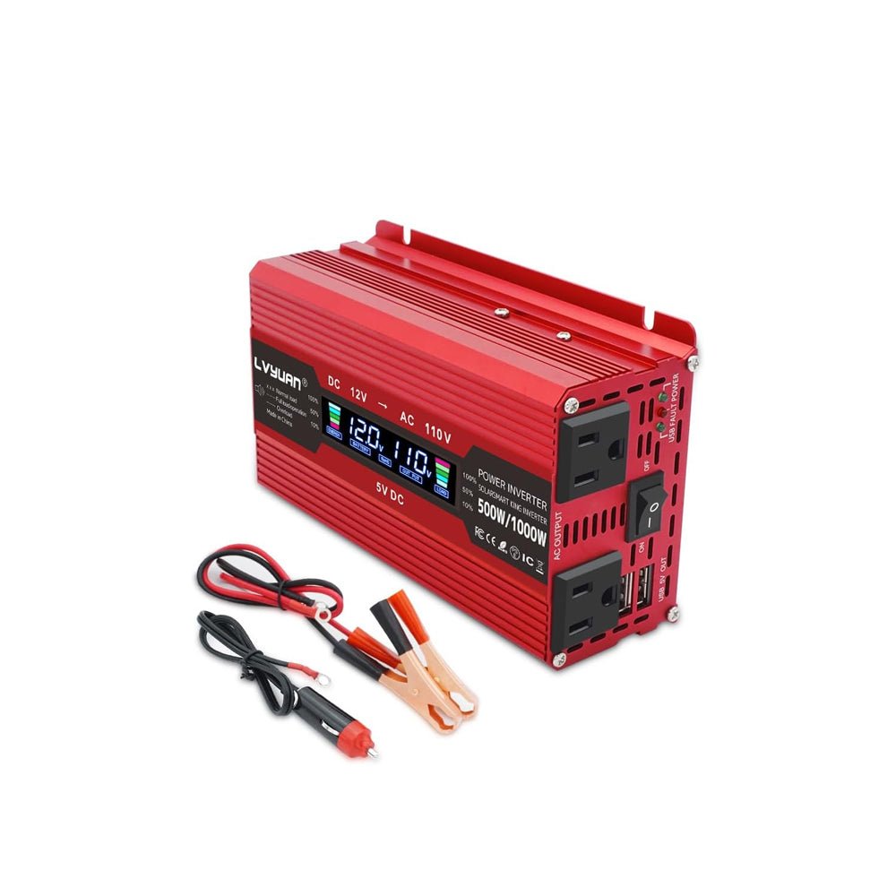LVYUAN 疑似正弦波インバーター 500W DC12V（直流）AC100V（交流）ワニ口クリップ付き - LVYUAN（リョクエン）公式ショップ