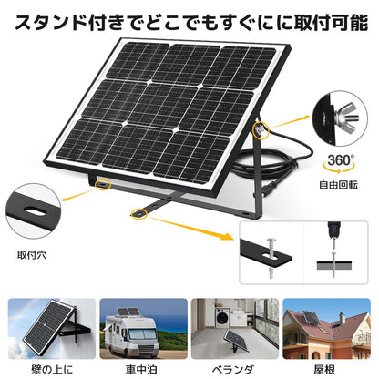 LVYUAN（リョクエン） 50W ソーラー発電キット ソーラーパネル+10Aチャージーコントローラー（ブラケット付き） - LVYUAN（リョクエン）公式ショップ