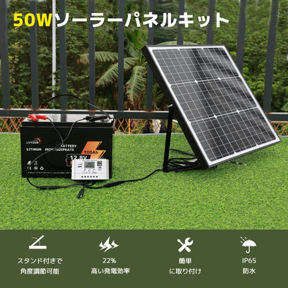 LVYUAN（リョクエン） 50W ソーラー発電キット ソーラーパネル+10Aチャージーコントローラー（ブラケット付き） - LVYUAN（リョクエン）公式ショップ