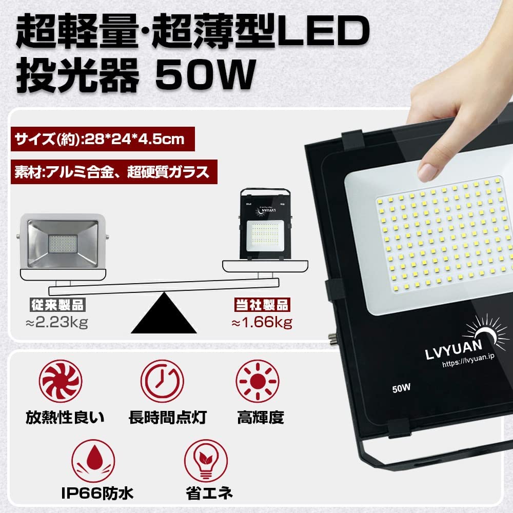 LVYUAN(リョクエン) 50w LED投光器【ガラス素材 2個入】 - LVYUAN（リョクエン）公式ショップ
