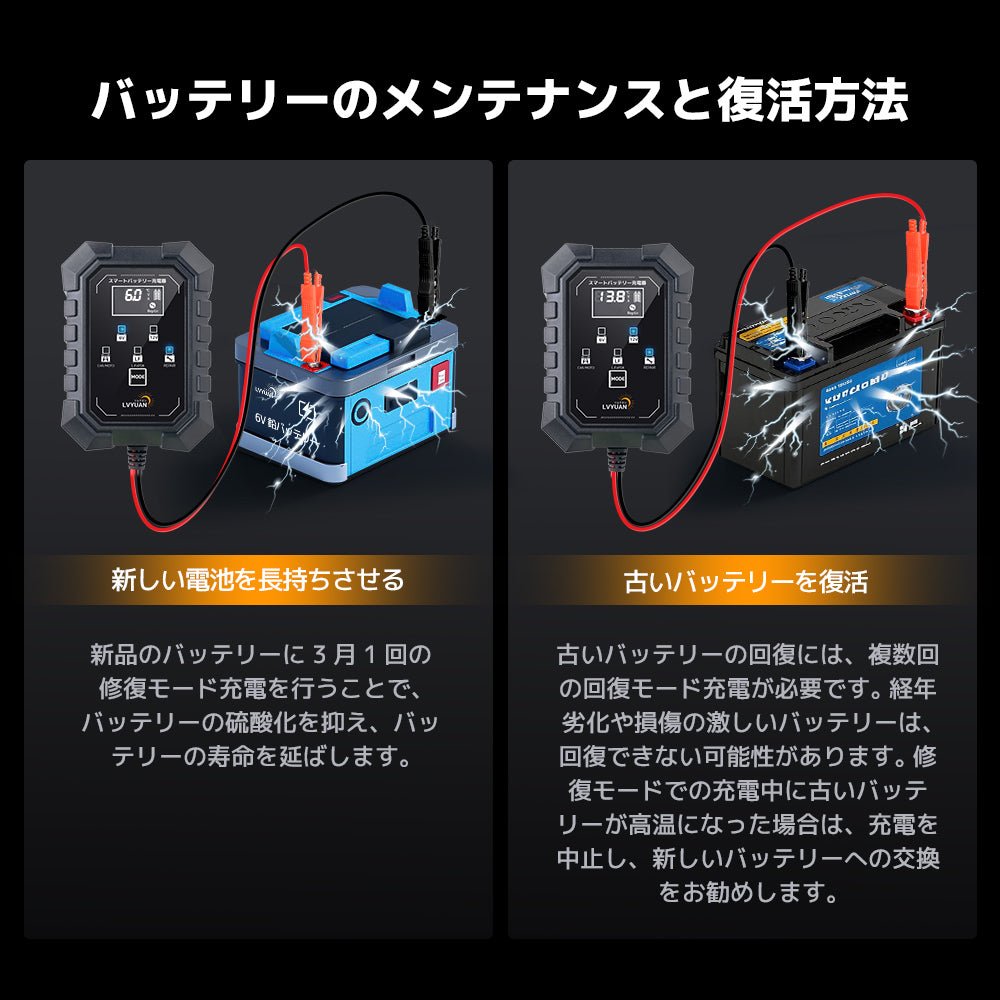 LVYUAN 6V・12Vバッテリー充電器 - LVYUAN（リョクエン）公式ショップ