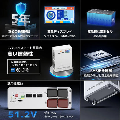 LVYUAN 51.2V/314Ah 16.07kWhリン酸鉄リチウムイオンバッテリー