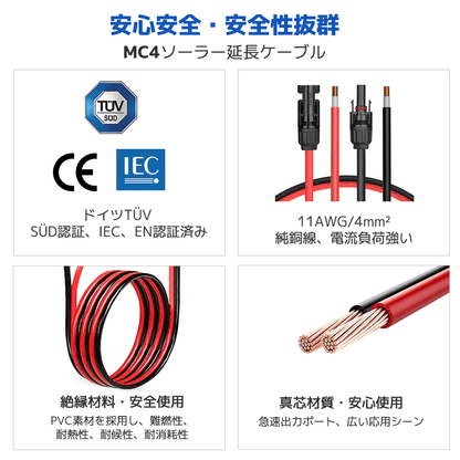 LVYUAN ソーラーパネルMC4延長ケーブル 11AWG/4mm² - LVYUAN（リョクエン）公式ショップ
