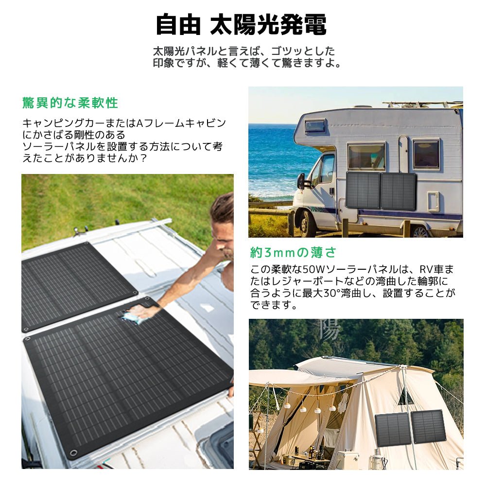 LVYUAN（リョクエン）50W ETFEフレキシブルソーラーパネル - LVYUAN（リョクエン）公式ショップ