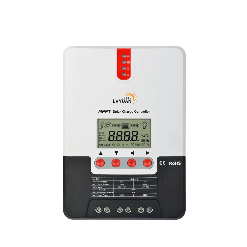 LVYUAN（リョクエン）MPPT チャージコントローラー20A 12V/24V自動切替 最大入力520Wソーラー充放電 ML2420 - LVYUAN（リョクエン）公式ショップ