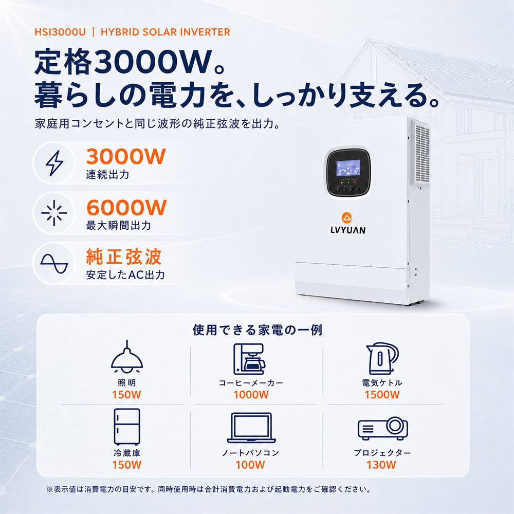 LVYUAN 3000W単相二線式ハイブリッド インバーター
