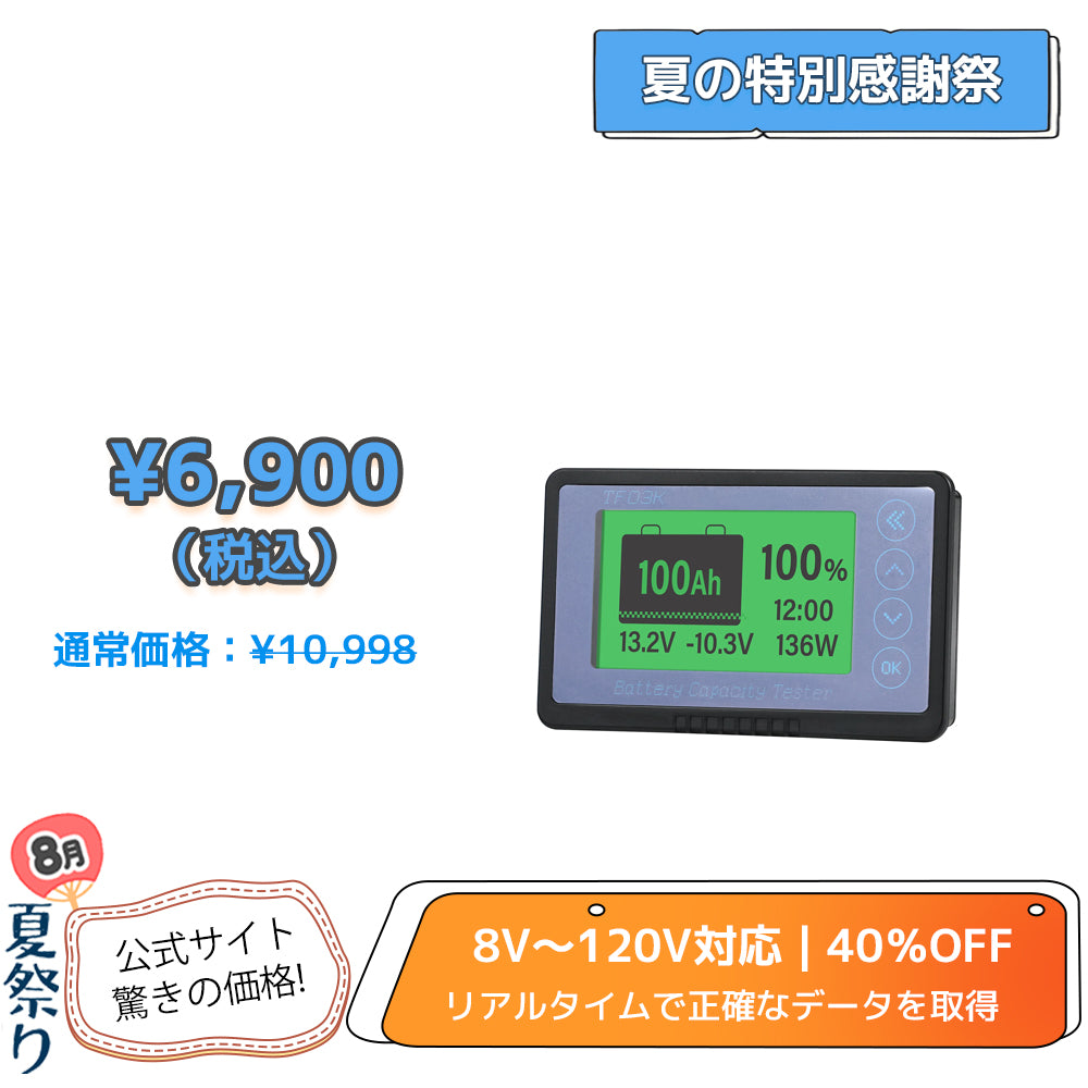 LVYUAN バッテリーモニター テスター 8V-120V RV オートバイ リチウム電池 鉛蓄電池 リン酸鉄リチウムイオン電池