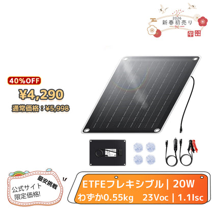 LVYUAN（リョクエン）20W ETFEフレキシブルソーラーパネル